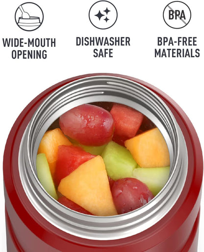 Stainless King Vacuum-Insulated Food Jar with Spoon, 16 Ounce, Matte Steel & Stainless King Vacuum-Insulated Food Jar, 24 Ounce, Rustic Red