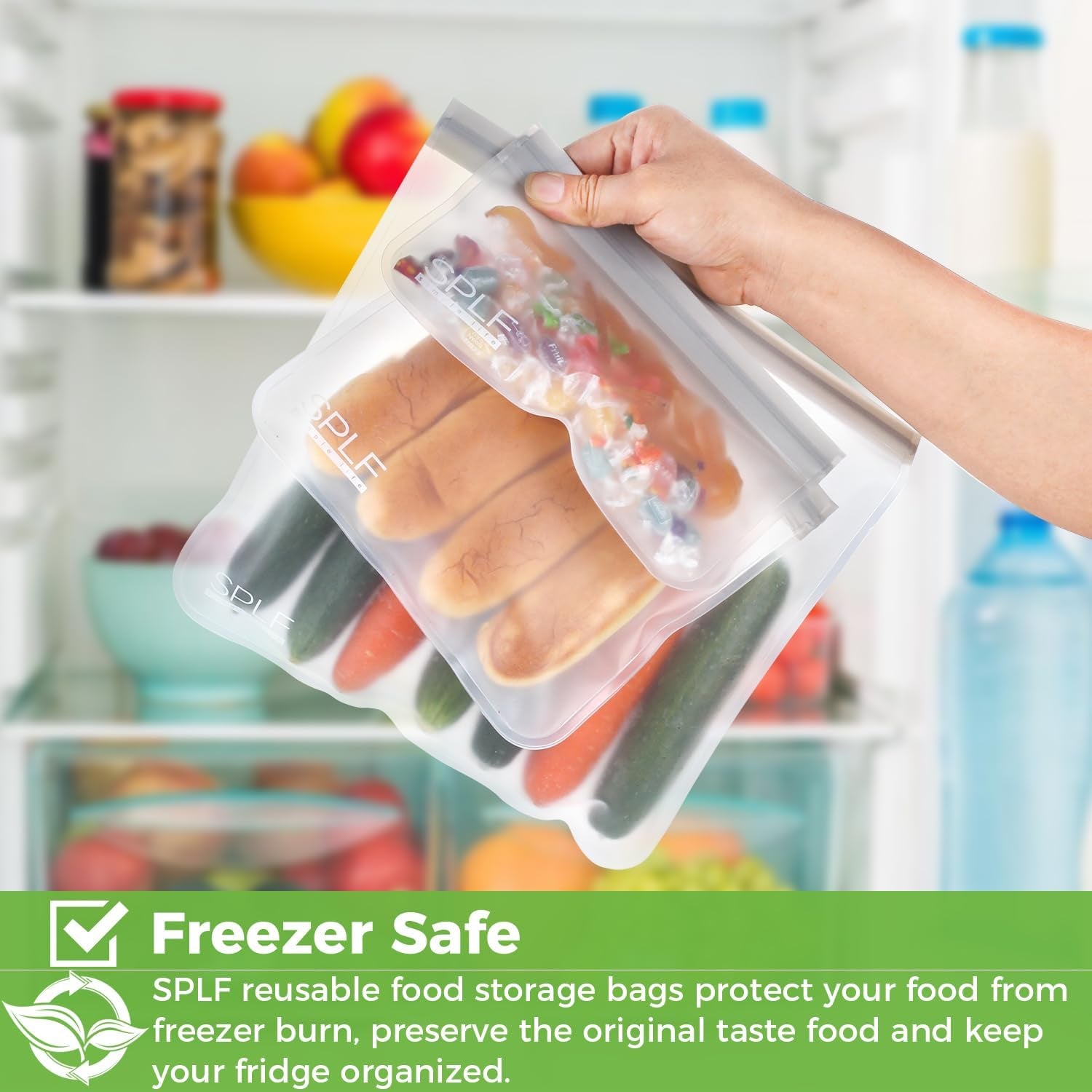 18 Pack BPA FREE Reusable Storage Bags (6 Gallon Freezer Bags, 6 Sandwich Bags, 6 Snack Bags), Extra Thick Leakproof Silicone and Plastic Free Lunch Bag