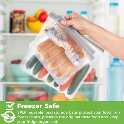 18 Pack BPA FREE Reusable Storage Bags (6 Gallon Freezer Bags, 6 Sandwich Bags, 6 Snack Bags), Extra Thick Leakproof Silicone and Plastic Free Lunch Bag